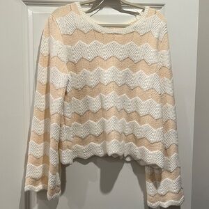 LC Lauren Conrad Cream and White Chevron Sweater